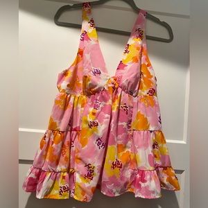 Colorful Floral Sleeveless Blouse - Entro